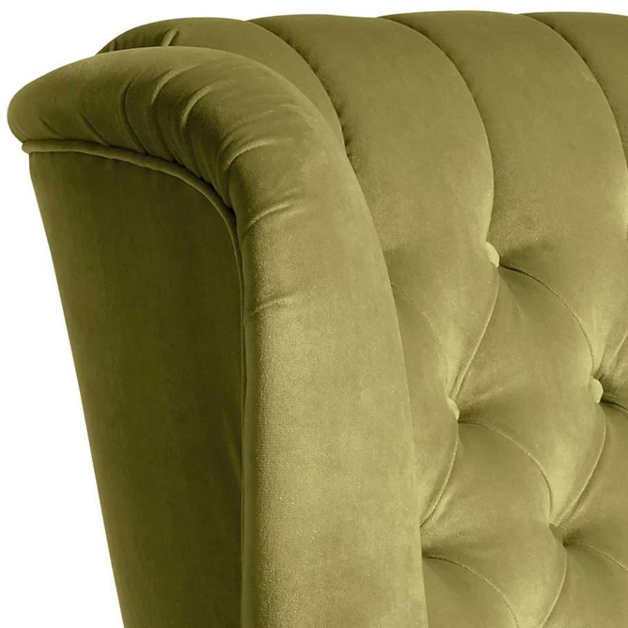 New Wohnen Samtvelours Ohrensessel im Chesterfield Look - Erulina