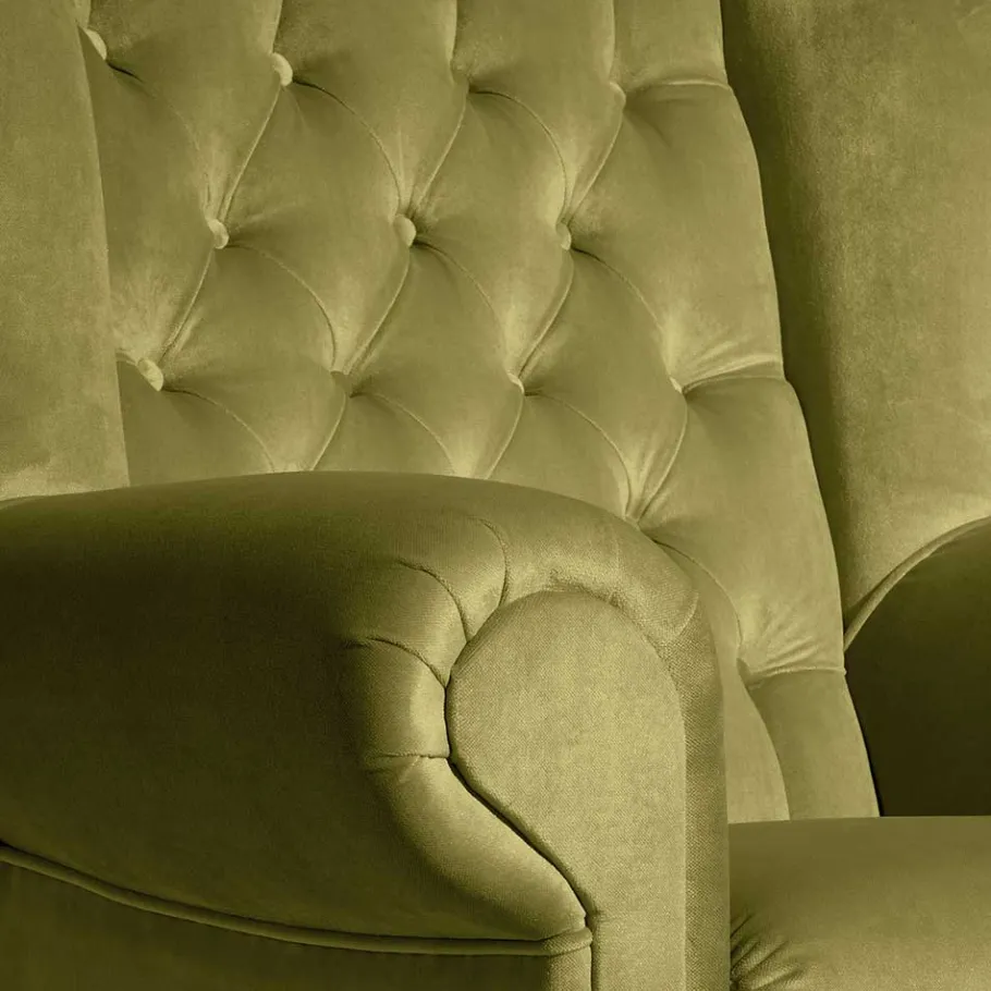 New Wohnen Samtvelours Ohrensessel im Chesterfield Look - Erulina