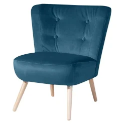 New Wohnen Samtvelours Polstersessel in Petrol Blau - Materra