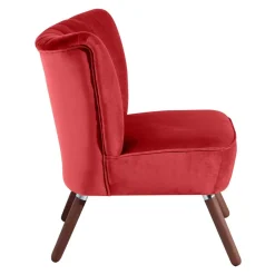 Outlet Wohnen Samtvelours Sessel in Rot und Nussbaum - Darand