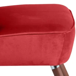 Outlet Wohnen Samtvelours Sessel in Rot und Nussbaum - Darand