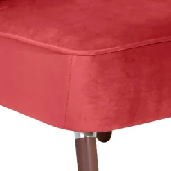 Outlet Wohnen Samtvelours Sessel in Rot und Nussbaum - Darand