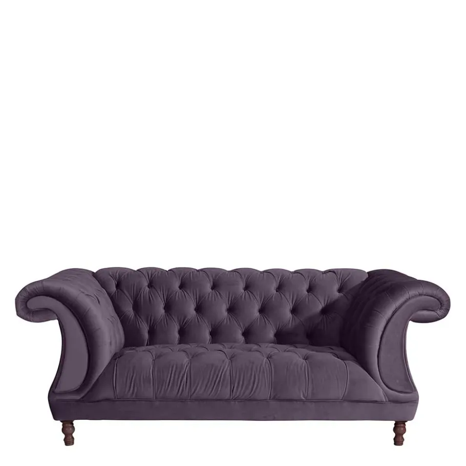 New Wohnen Samtvelours Sofa in Dunkellila - Valbreda