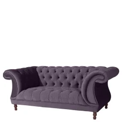 New Wohnen Samtvelours Sofa in Dunkellila - Valbreda
