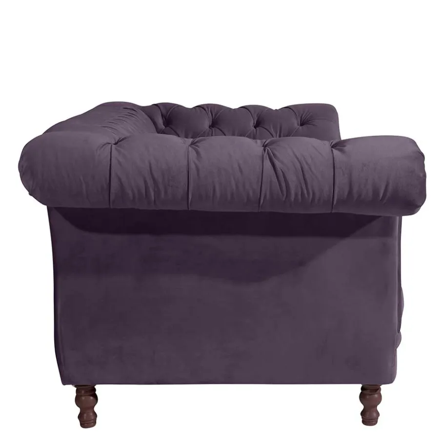 New Wohnen Samtvelours Sofa in Dunkellila - Valbreda
