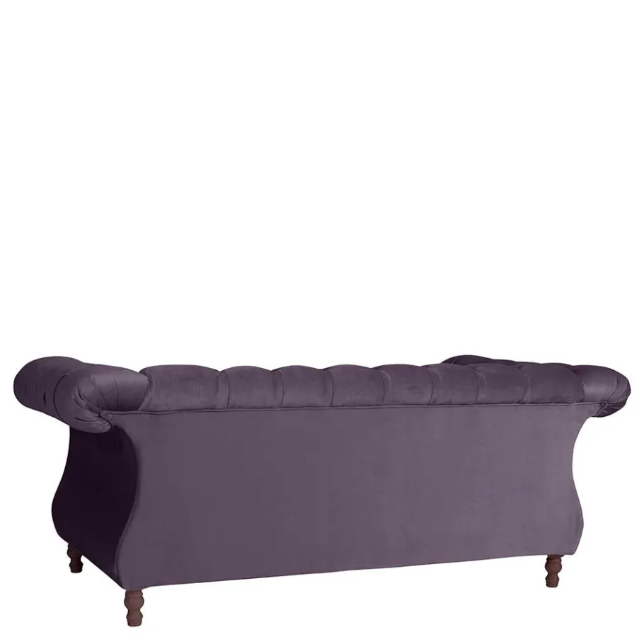 New Wohnen Samtvelours Sofa in Dunkellila - Valbreda
