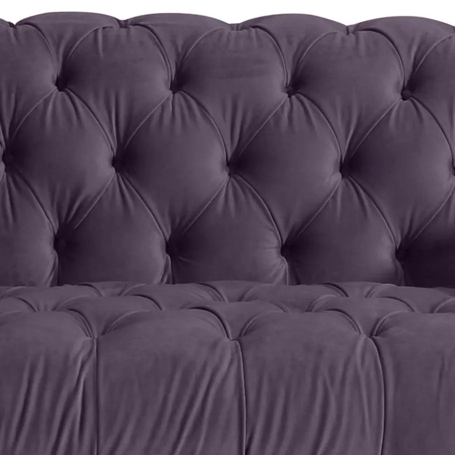 New Wohnen Samtvelours Sofa in Dunkellila - Valbreda