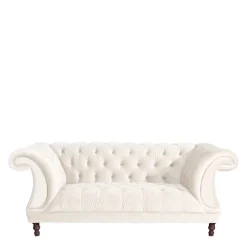 Clearance Wohnen Samtvelours Wohnzimmer Zweisitzer in Creme - Leskan