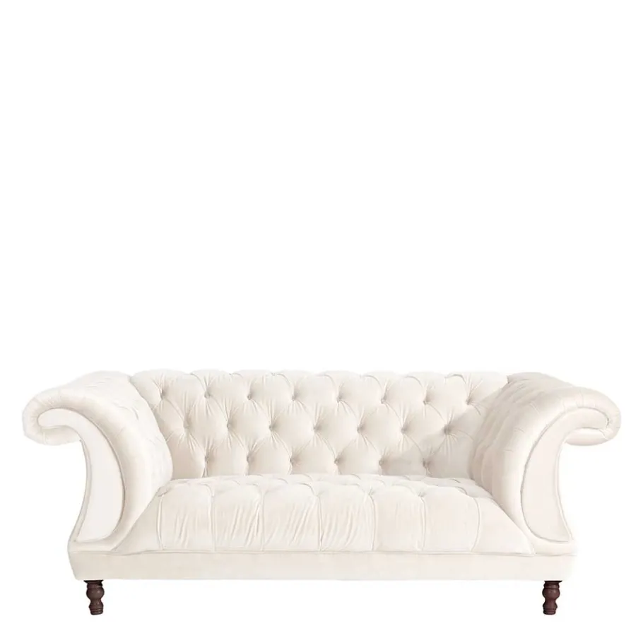 Clearance Wohnen Samtvelours Wohnzimmer Zweisitzer in Creme - Leskan