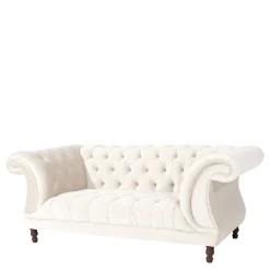 Clearance Wohnen Samtvelours Wohnzimmer Zweisitzer in Creme - Leskan
