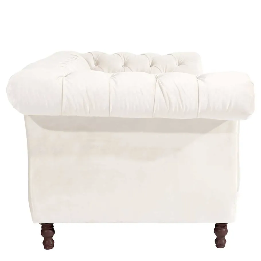 Clearance Wohnen Samtvelours Wohnzimmer Zweisitzer in Creme - Leskan