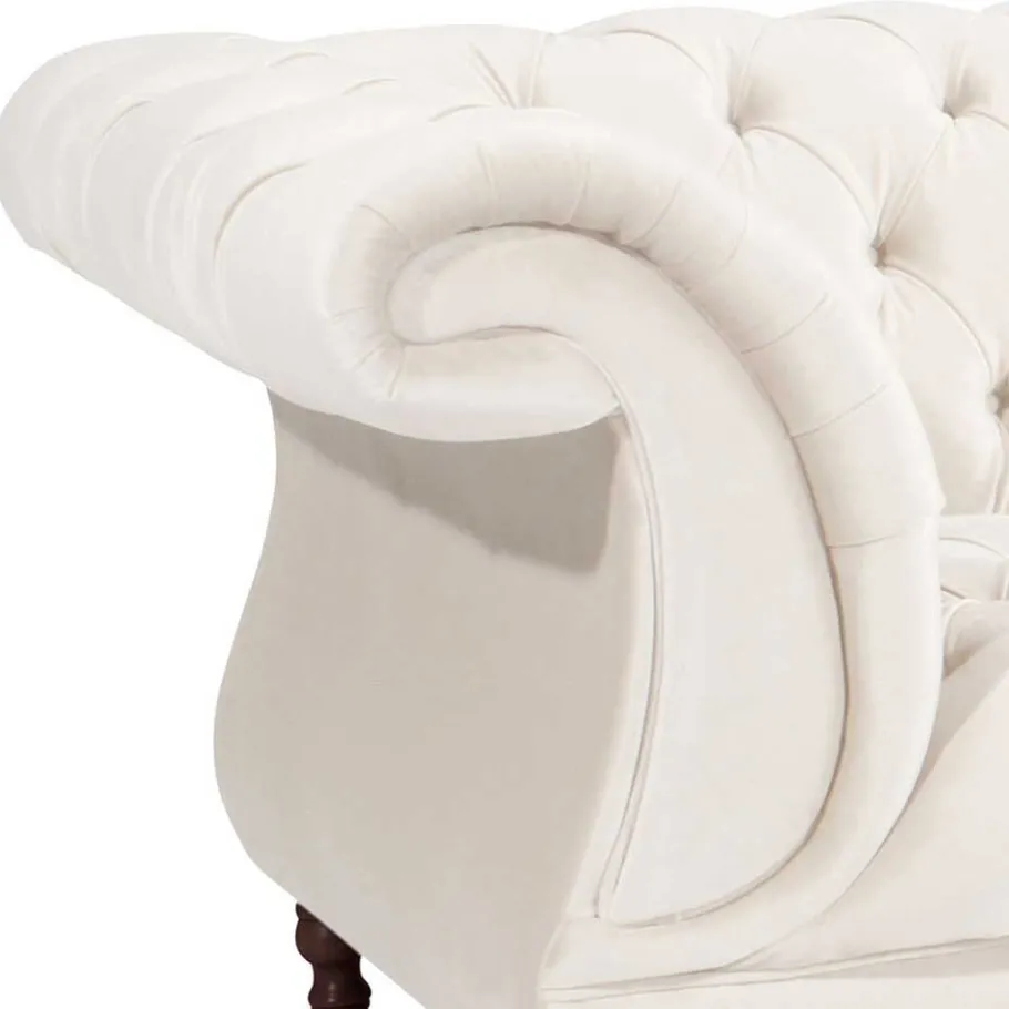 Clearance Wohnen Samtvelours Wohnzimmer Zweisitzer in Creme - Leskan