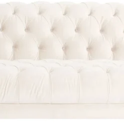 Clearance Wohnen Samtvelours Wohnzimmer Zweisitzer in Creme - Leskan