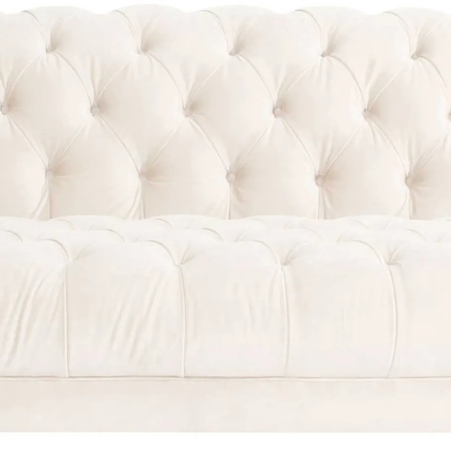 Clearance Wohnen Samtvelours Wohnzimmer Zweisitzer in Creme - Leskan