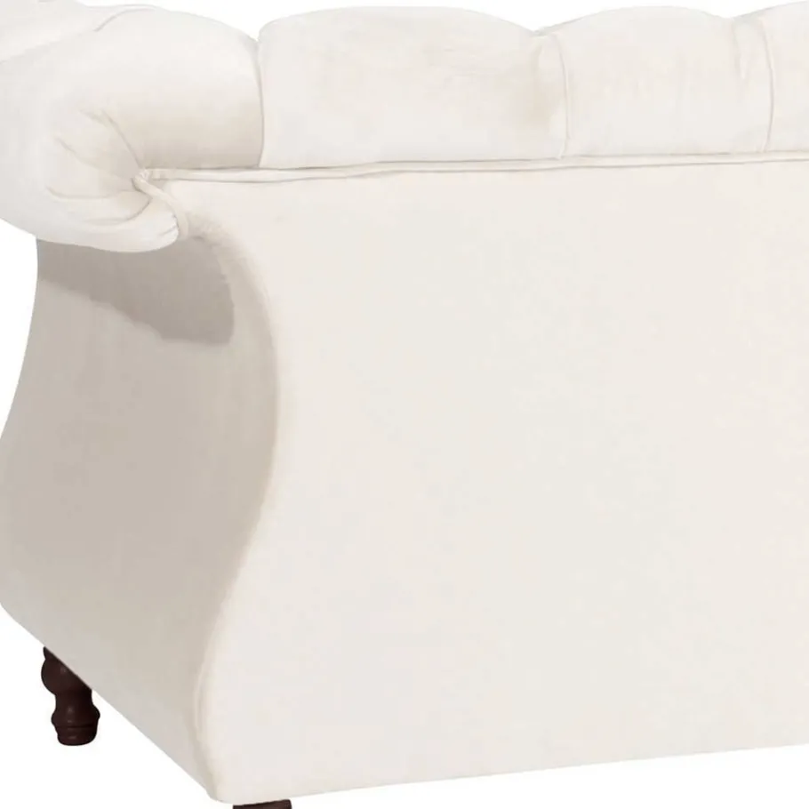 Clearance Wohnen Samtvelours Wohnzimmer Zweisitzer in Creme - Leskan