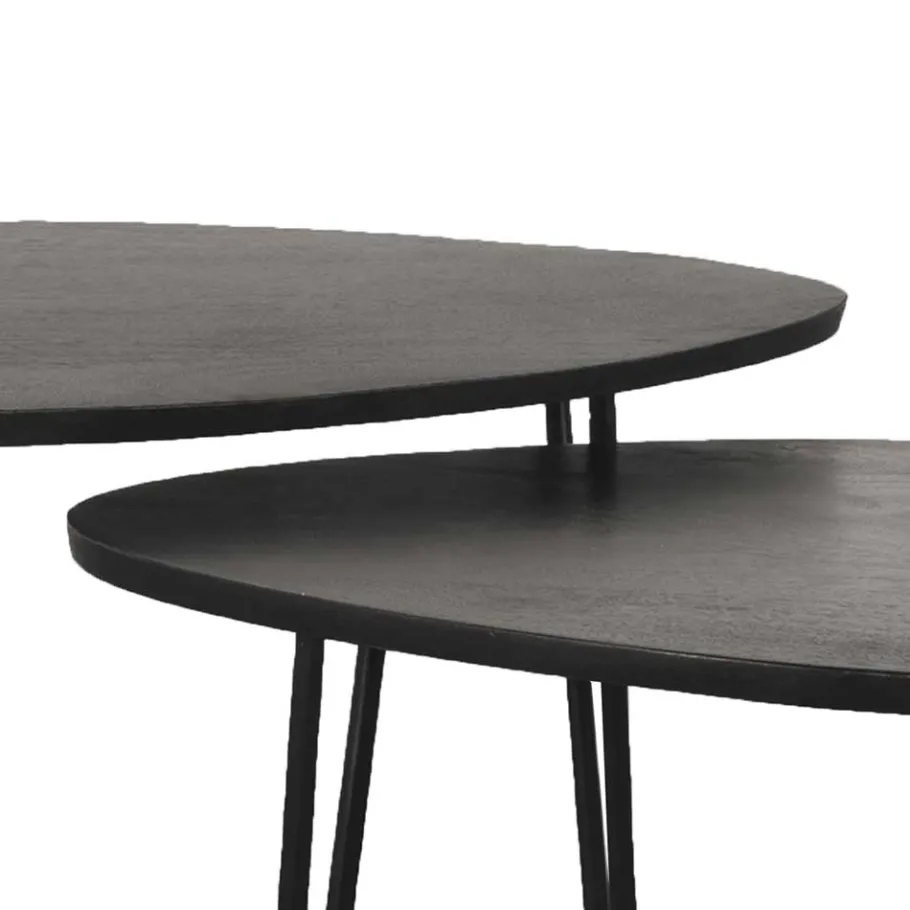 Discount Wohnen 2-Satz Beistelltisch in Oval - Herri (zweiteilig)