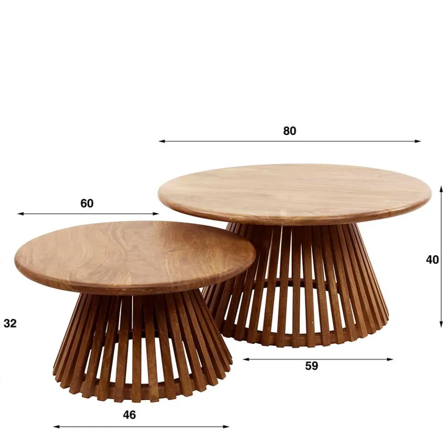 Online Wohnen 2-Satz Couchtisch aus Holz - Baina (zweiteilig)