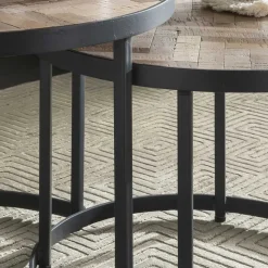 Wohnen 2-Satz Tisch aus Recyclingholz Teak - Sonna (zweiteilig)