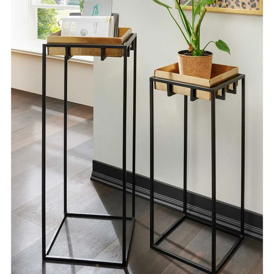 Outlet Wohnen 2-Satz-Tisch in Bronze Gold & Schwarz - Fagnetta (zweiteilig)