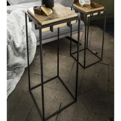 Outlet Wohnen 2-Satz-Tisch in Bronze Gold & Schwarz - Fagnetta (zweiteilig)