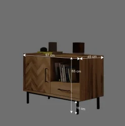 Outlet Wohnen Scandi Chic Kommode aus Wildeiche & Metall - Kerfa