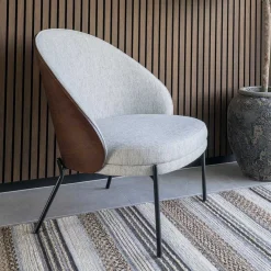 Clearance Wohnen Scandi Chic Loungesessel in Hellgrau und Dunkelbraun - Cleverline