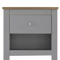 Discount Wohnen Scandi Chic Nachtkommode in Grau mit Eiche - Donia
