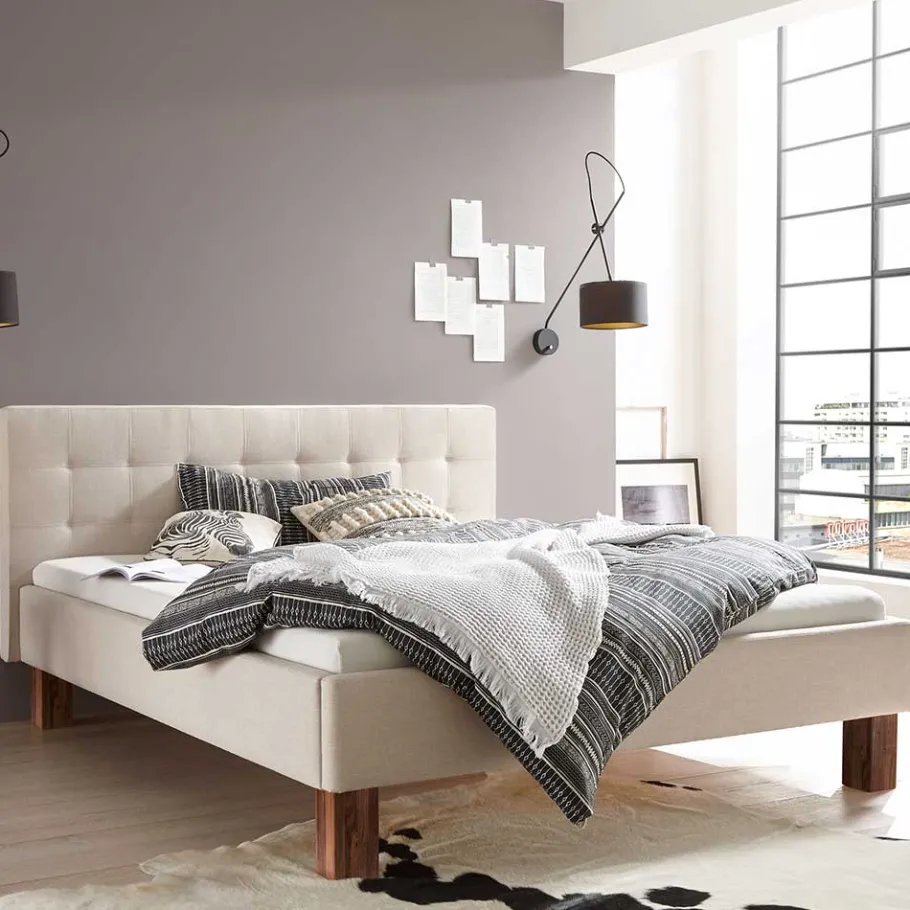 Best Wohnen Scandi Chic Polsterbett in Beige - Prismo