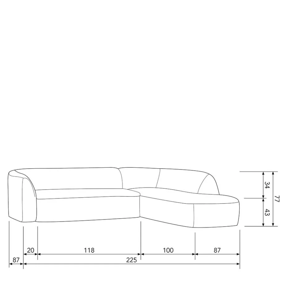 Hot Wohnen Scandi Chic Polsterecke in Offwhite Chenille - Utperio