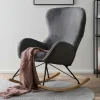 Discount Wohnen Scandi Chic Schaukelstuhl in Dunkelgrau Plüsch - Sotrigo