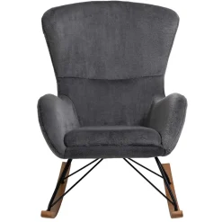 Discount Wohnen Scandi Chic Schaukelstuhl in Dunkelgrau Plüsch - Sotrigo