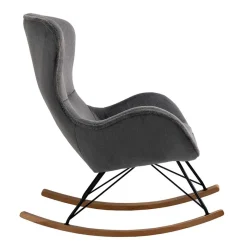 Discount Wohnen Scandi Chic Schaukelstuhl in Dunkelgrau Plüsch - Sotrigo