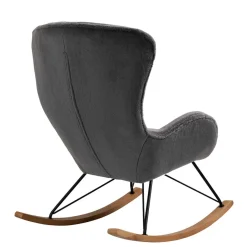 Discount Wohnen Scandi Chic Schaukelstuhl in Dunkelgrau Plüsch - Sotrigo