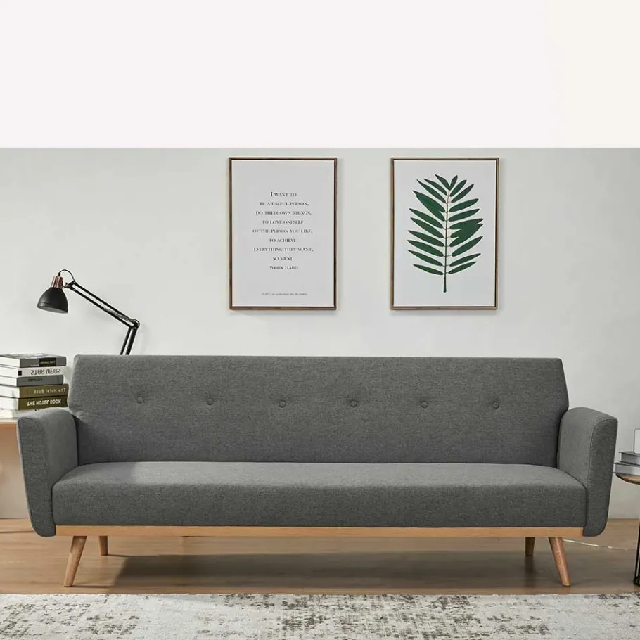 Clearance Wohnen Scandi Chic Schlafcouch in Dunkelgrau & Natur - Giorgio