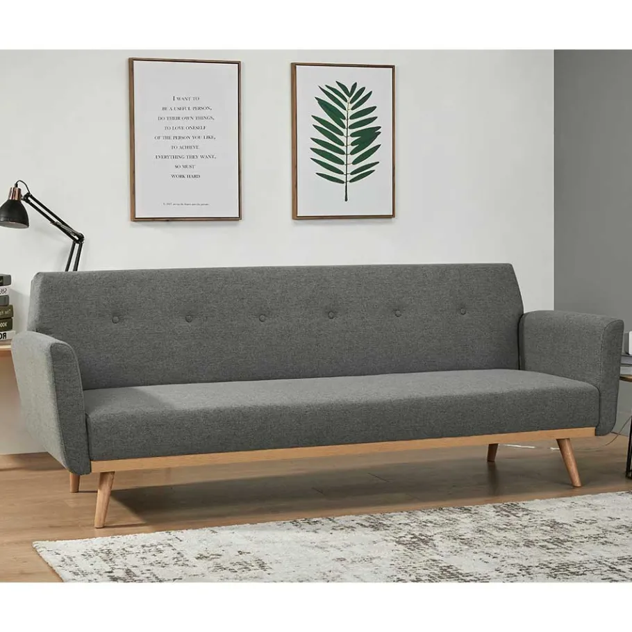 Clearance Wohnen Scandi Chic Schlafcouch in Dunkelgrau & Natur - Giorgio