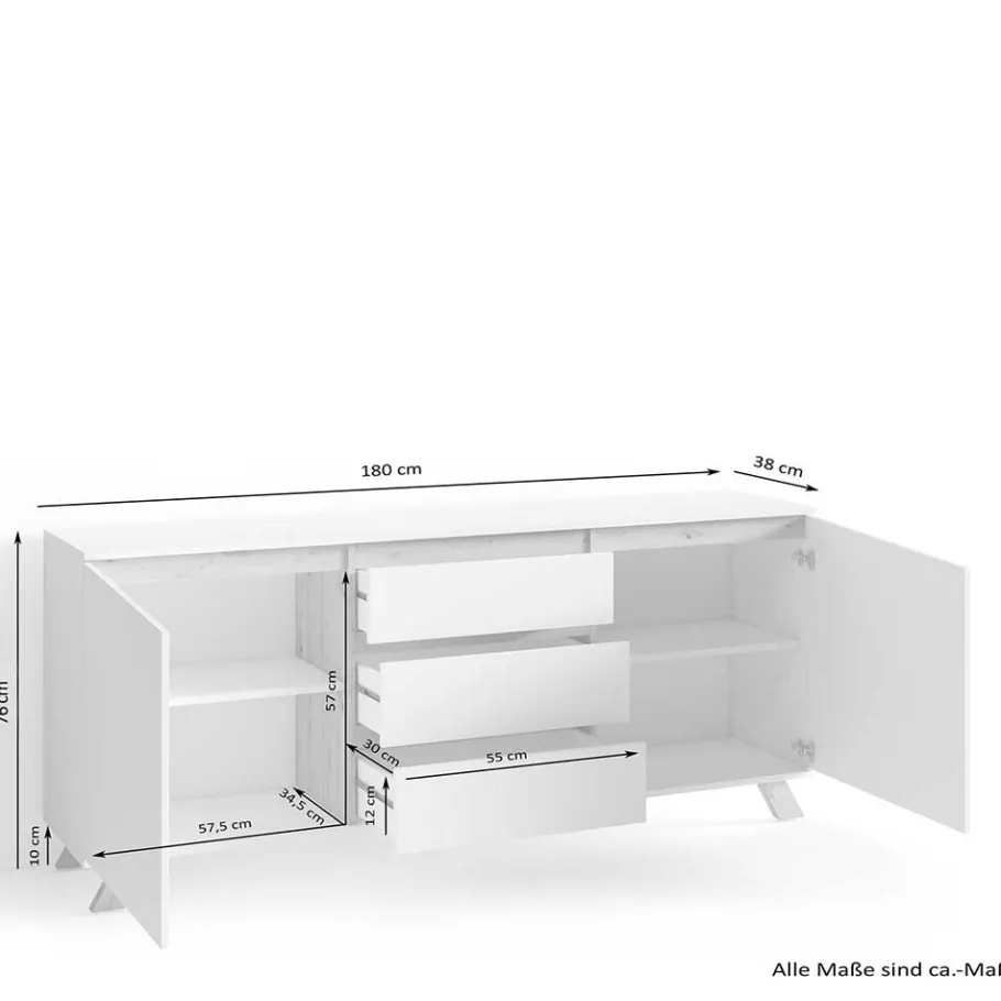 Clearance Wohnen Scandi Chic Sideboard in Weiß - Cady