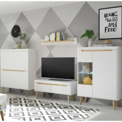 Sale Wohnen Scandi Chic TV Wohnwand Möbel - Ginko (vierteilig)