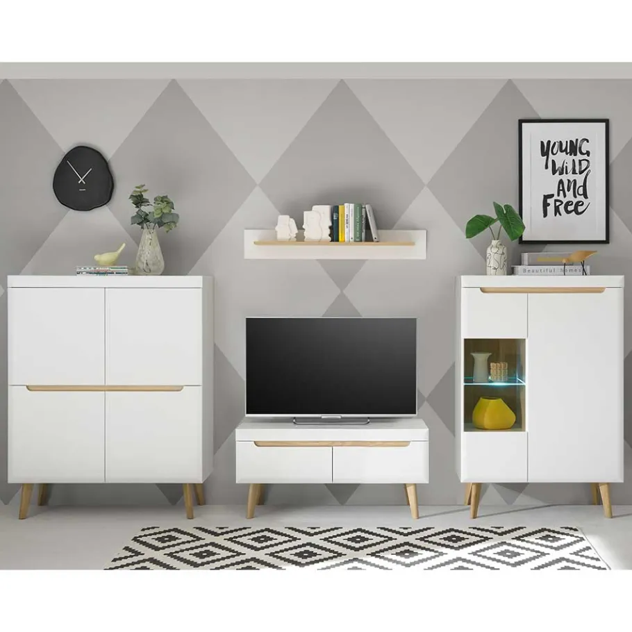 Sale Wohnen Scandi Chic TV Wohnwand Möbel - Ginko (vierteilig)