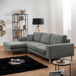 Clearance Wohnen Scandi Ecksofa in Anthrazit mit Buche - Lidio