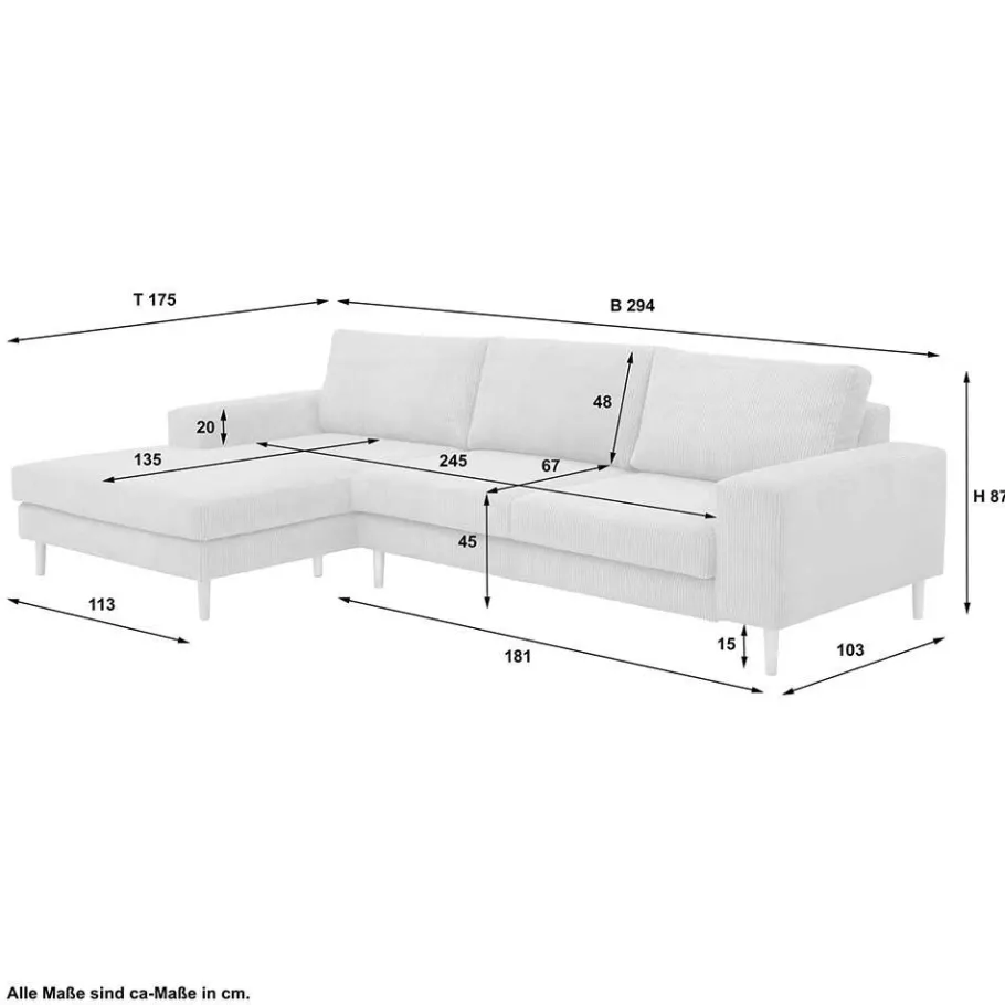 Clearance Wohnen Scandi Ecksofa in Anthrazit mit Buche - Lidio