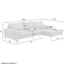 Clearance Wohnen Scandi Ecksofa in Anthrazit mit Buche - Lidio