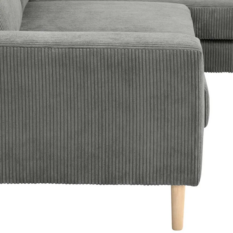 Clearance Wohnen Scandi Ecksofa in Anthrazit mit Buche - Lidio