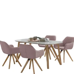 Clearance Wohnen Scandi Essgruppe mit 4 Tischsesseln - Restania (fünfteilig)