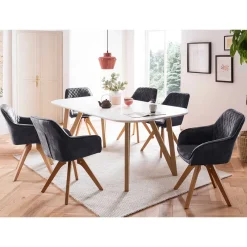 Discount Wohnen Scandi Esszimmer Tischgruppe - Gionno (siebenteilig)