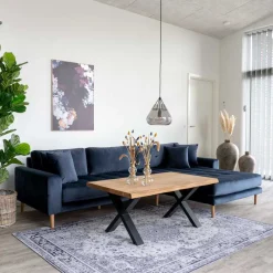 Outlet Wohnen Scandi Polsterecke in Dunkelblau Samt - Peetja