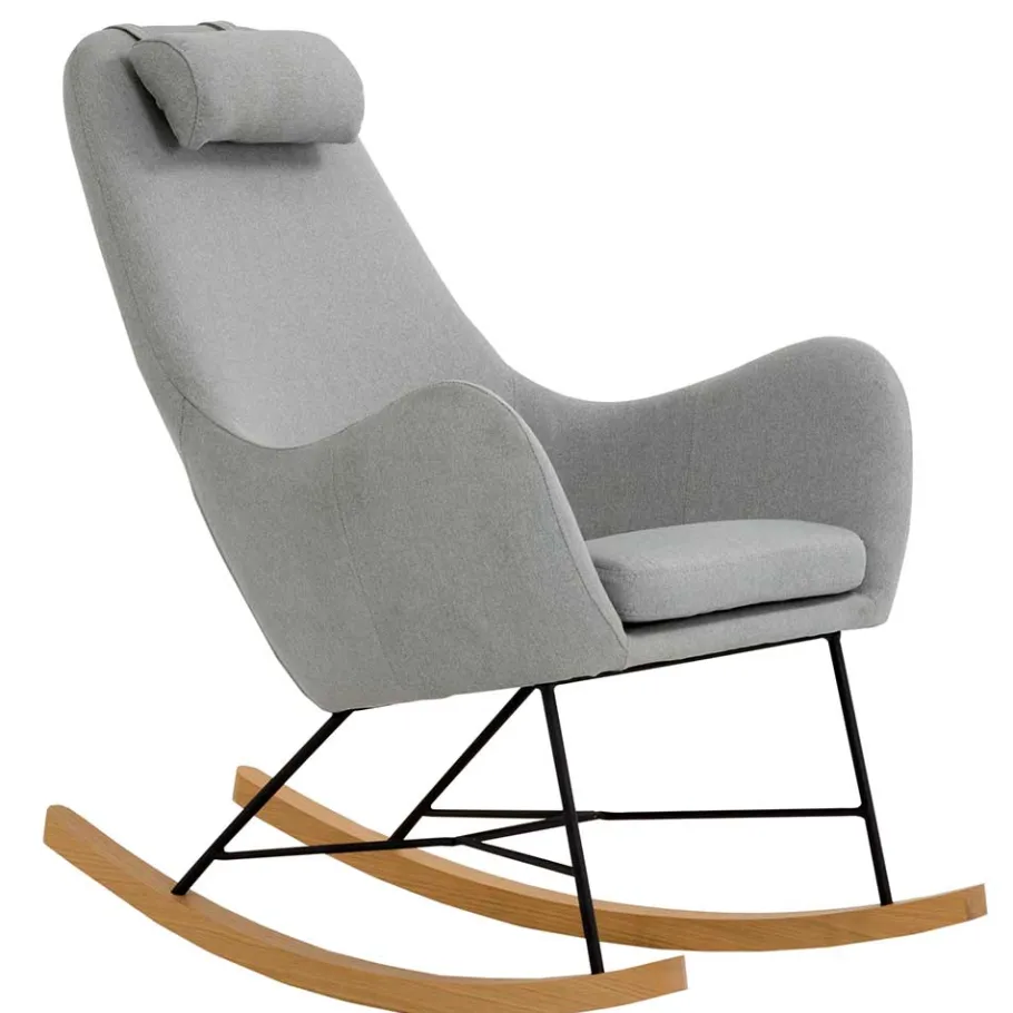 Clearance Wohnen Scandi Schaukelstuhl mit grauem Stoff - Karin