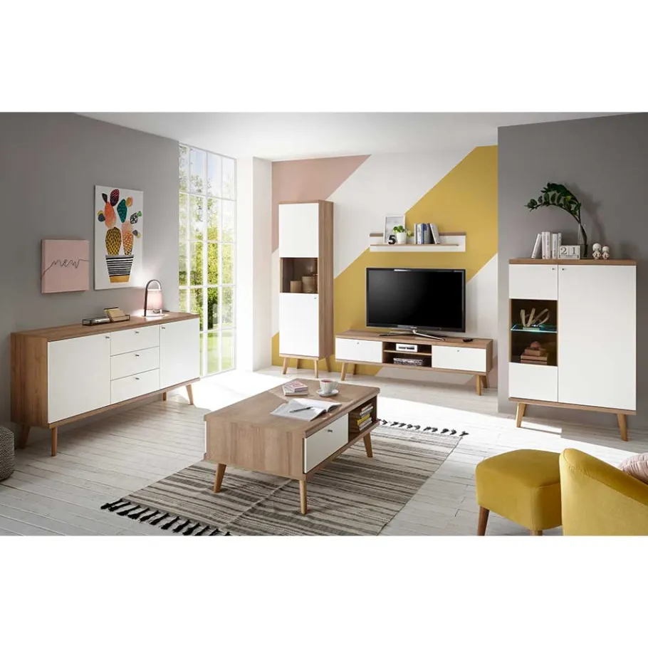 Discount Wohnen Scandi Wohnzimmer Einrichtung Set - Cablos I (sechsteilig)