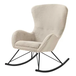 Clearance Wohnen Schaukelsessel aus Webplüsch in Beige - Sharkas