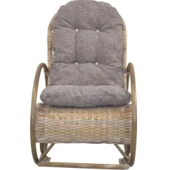 Best Wohnen Schaukelstuhl aus graubraunem Rattan Geflecht - Tulima