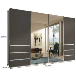 Best Wohnen Schiebetürenschrank in Braun mit Parsol Spiegeln - Moon